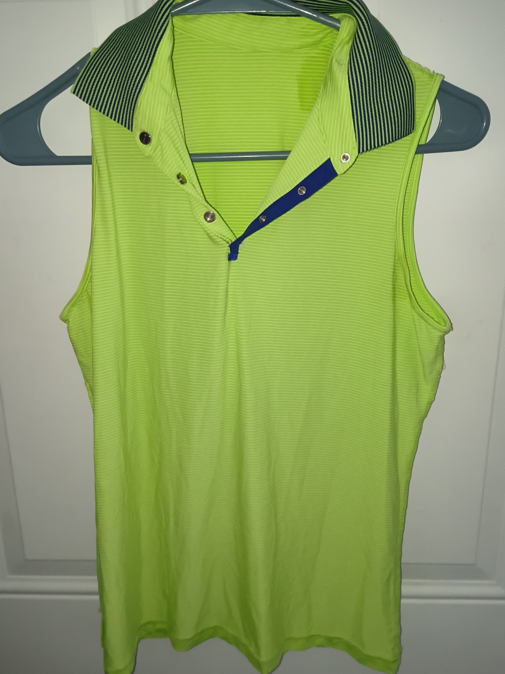 RLX Ralph Lauren Neon Lime Sleeveless Polo Tank with Striped Collar